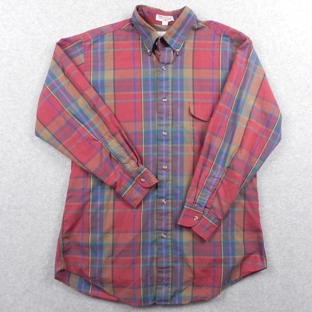 Stanley Blacker Shirt Mens Medium Flap Pocket Button Up Red Plaid Long Sleeve